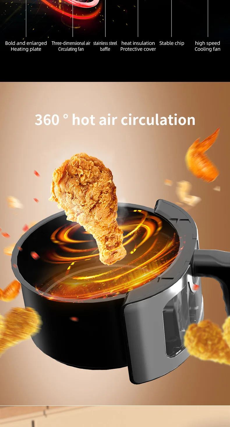 Wholesale 10L Black Air Fryer Fast Healthy Oil-Free,Visual Window ,Make Snacks, Pastries, and Finger Foods,Household Party Use