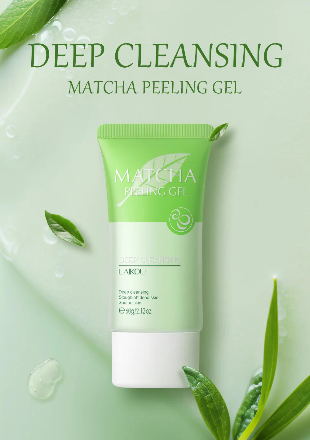 Matcha Exfoliating Face Scrub – Deep Pore Cleansing Gel 60g Scrubs Treatments Tidesmit