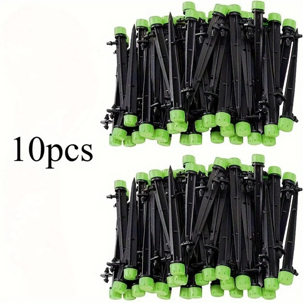 10pcs Drip Emitters Perfect For Tube PE Pipe Adjustable 360 Degree Water Flow Irrigation Drippers On Stake For Flower Bed