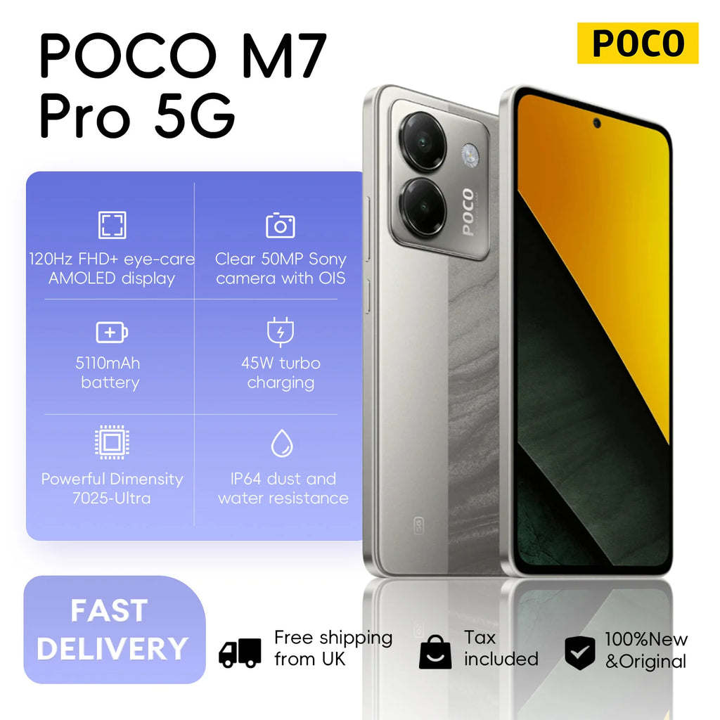 POCO M7 Pro 5G Smartphone - 12GB RAM, 256GB, 120Hz AMOLED Display AE Tidesmit