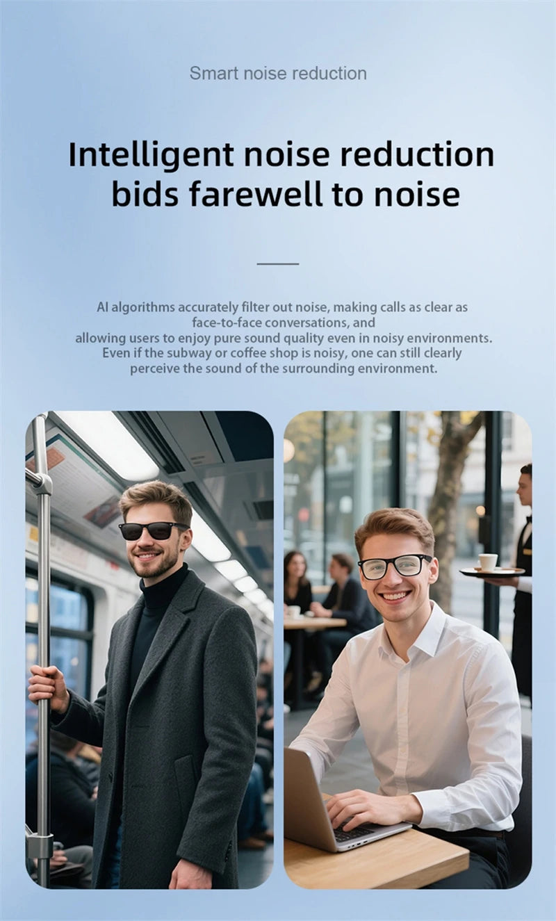 AI Smart Glasses Bluetooth Audio with Anti-Blue Light Protection Tidesmit