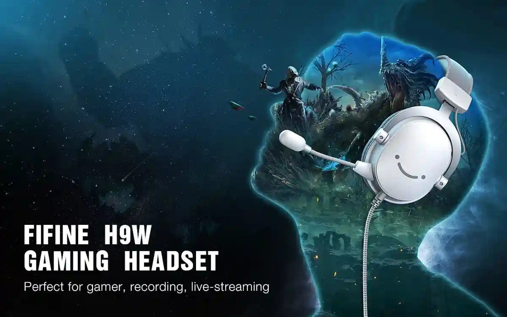 USB Gaming Headset 7.1 Surround Sound Wired Over-Ear PC PS5 White Tidesmit