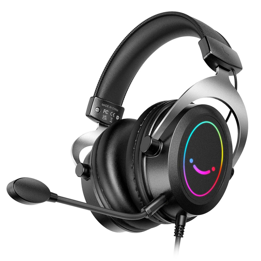 Tidesmit Gaming Headset with RGB, Memory Foam & PC Mic - Black Tidesmit