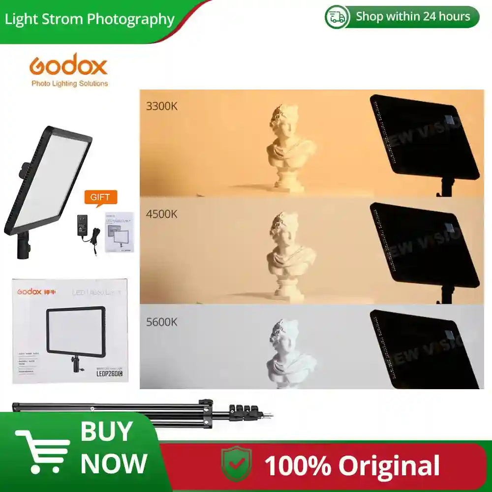 Godox LEDP260C LED Video Light Panel | Adjustable Color Temperature 3300-5600K Tidesmit