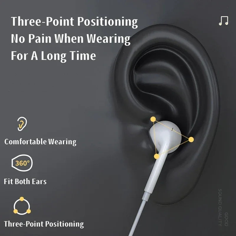 Type C Wired Earphones For in-ear iPhone 17 16 15 Max Xiaomi 14 13 12 11 Pro 3.5mm Headphone Headset Huawei Samsung Phone Tablet Tidesmit