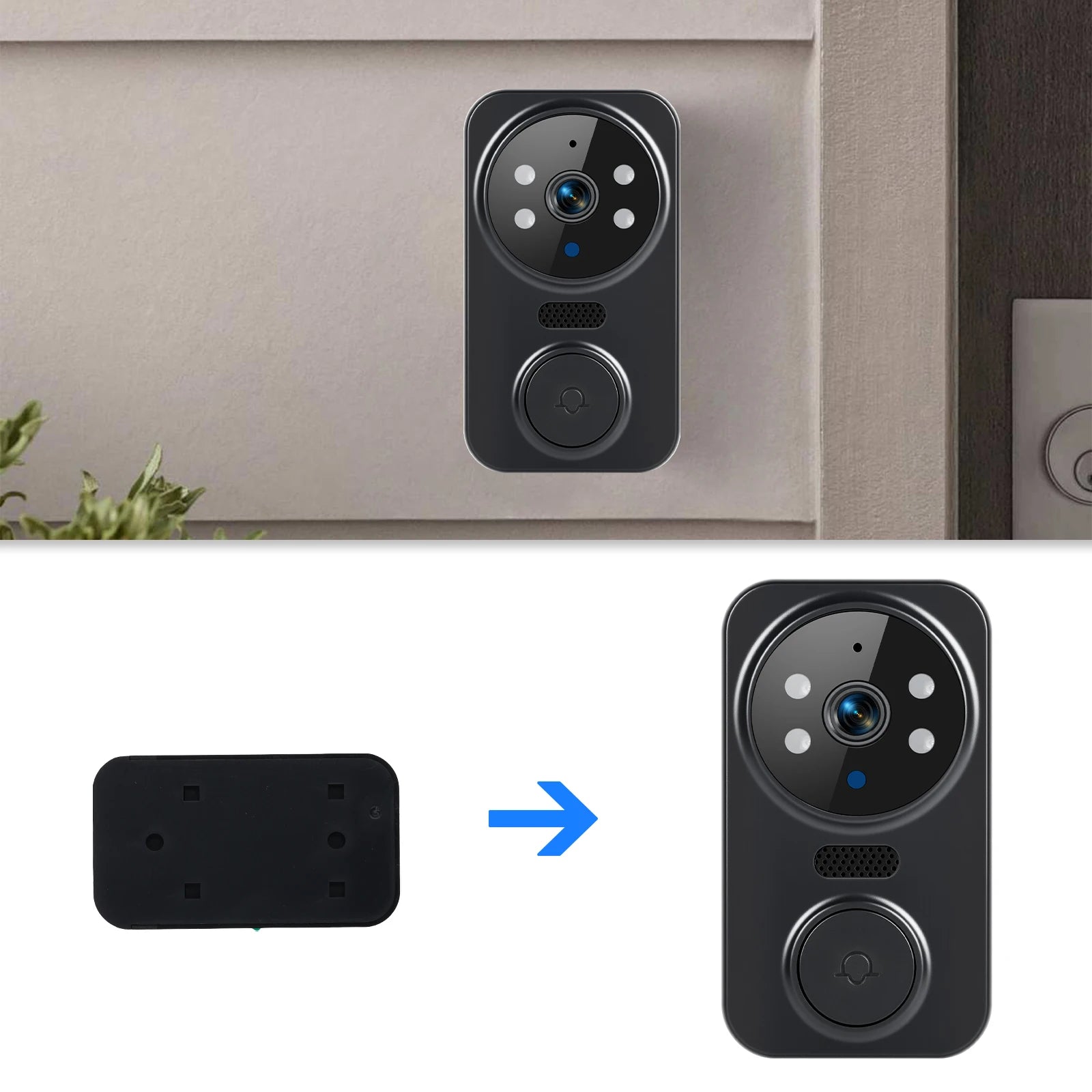 Podofo 4.3inch IPS Screen Wireless Doorbell Night Vision Intercom Video Monitor Video Two-way Intercom Doorbell Ring Door Camera
