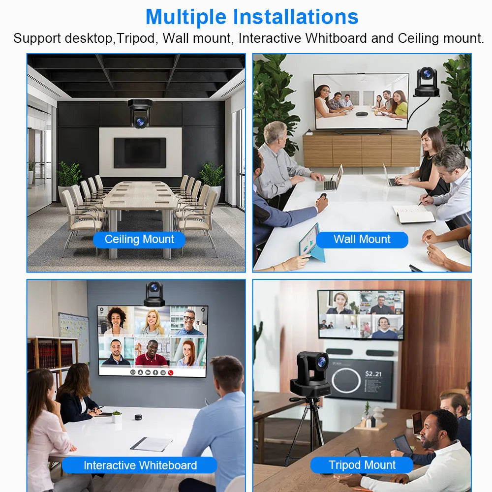 Runpu 1080P/60fps NDI Conference PTZ Video Camera 12/20/30x Zoom Ai Auto Tracking PTZ SDI Camera HDMI USB Outputs Support POE