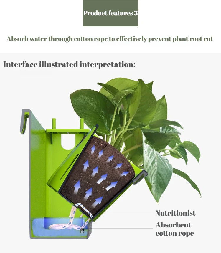 4PCS Flower Pots Wall Hanging Planters Stackable Planter Garden Plastic Pots Vertical Succulents Plant Home Balcony Decoration