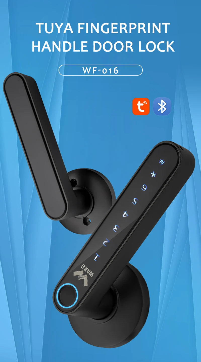 WAFU 016 Fingerprint Smart Lock Password Handle Bed Room Lock Tuya Bluetooth Password Door Lock Zine For Home Hotel