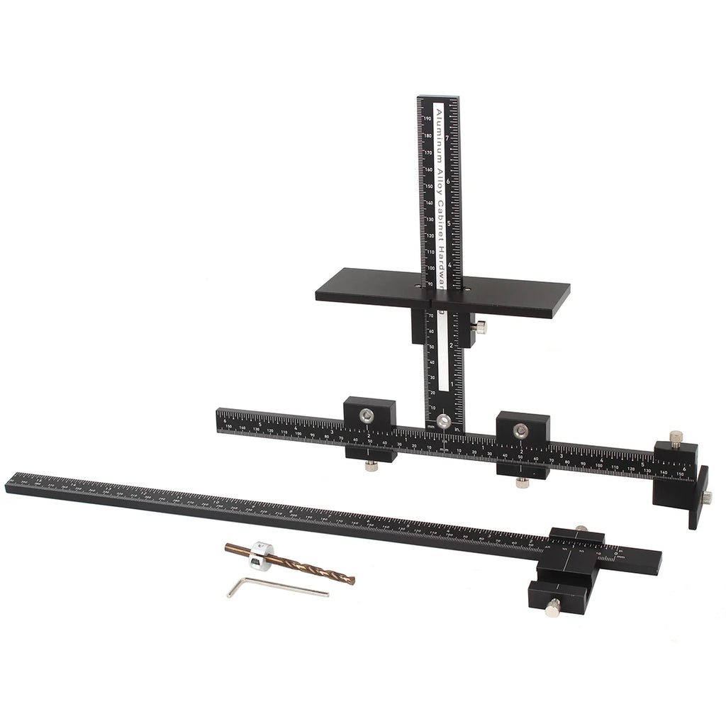 Adjustable Cabinet Hardware Jig Tool Aluminum Alloy Jig for Easy Installation of Handles and Knobs on Doors and Drawers with bit