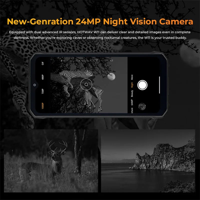 HOTWAV W11 Rugged Phone 20800mAh Battery 6.6 Inch FHD+ 12GB+256GB 33W Fast Charging 280LM Flashlight NFC Smartphone Android 13