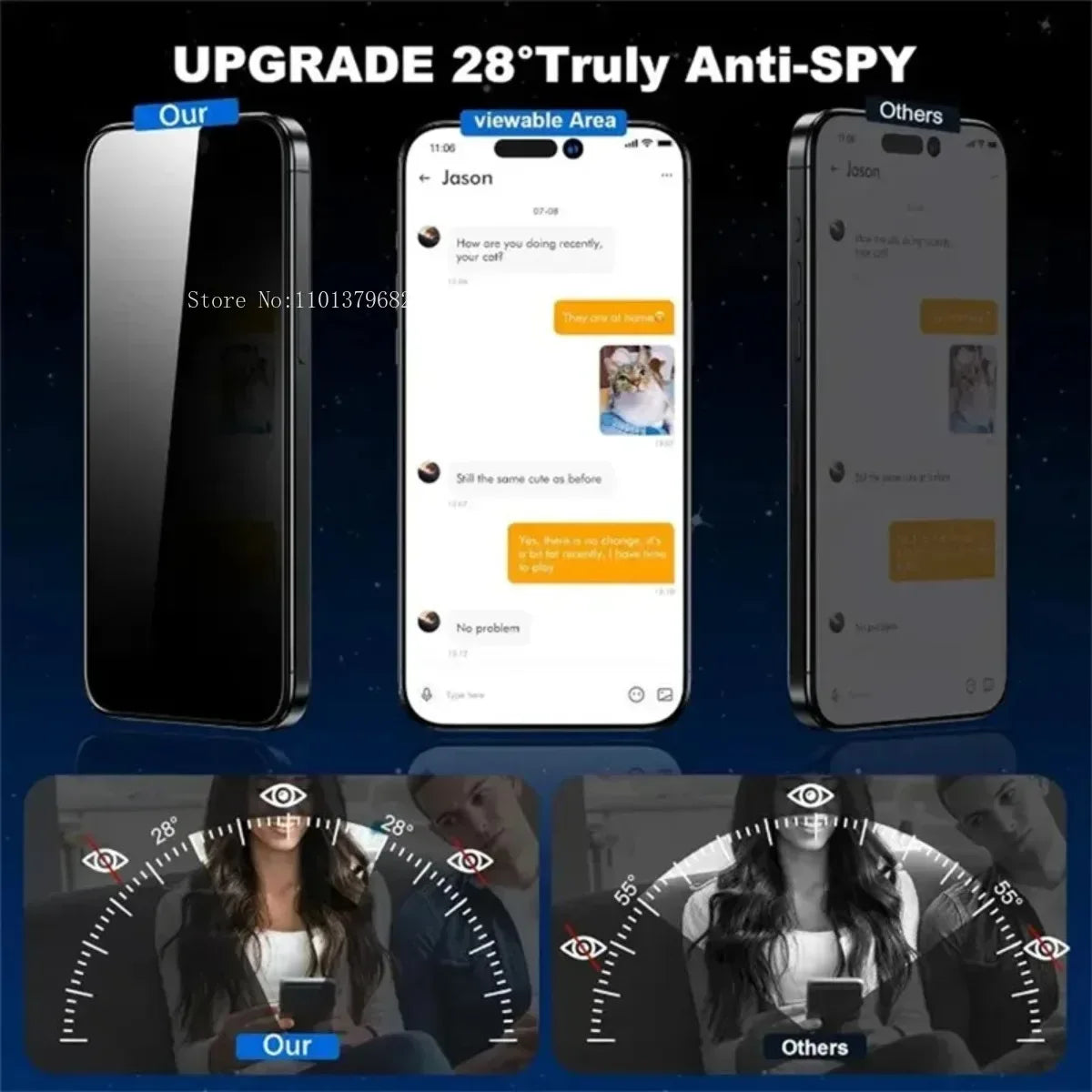 Privacy Screen Protector for iPhone 16 - Anti-Spy Tempered Glass 3 Pack Tidesmit