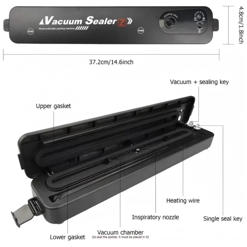 2 In 1 Food Vacuum Sealer Dry Wet Packaging Machine Automatic Air Sealing Mini Compact For Food Storage Saver Kitchen Tool