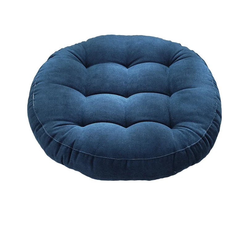 Thick Large Round Cushion,Soft & Comfortable Full-Filled Meditation Yoga Pillow, Bohemian Zen Home Decor in Vibrant Water Blue