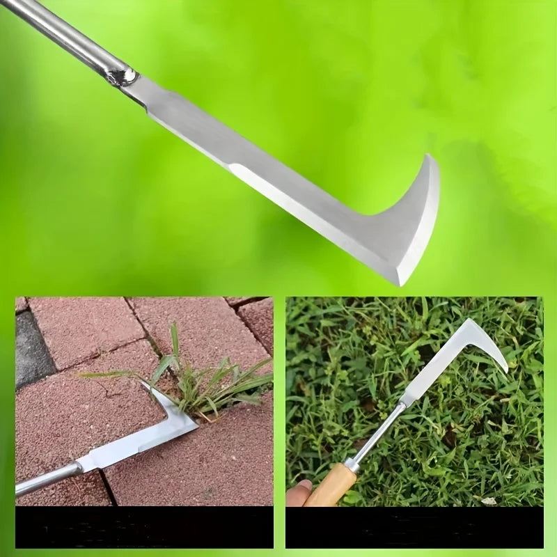 Stainless steel gap weeding tool, L-shaped multi-purpose garden hand tool, used for clearing weeds in yards, terraces, and lanes