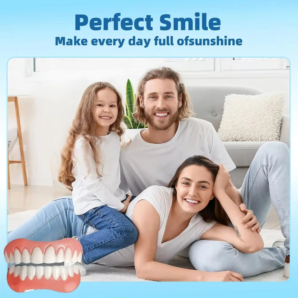 Complete Set of High-end Silicone Dentures with Perfect Fit and Adjustable Dentures Confident Smile and Oral Care Reusable Teeth