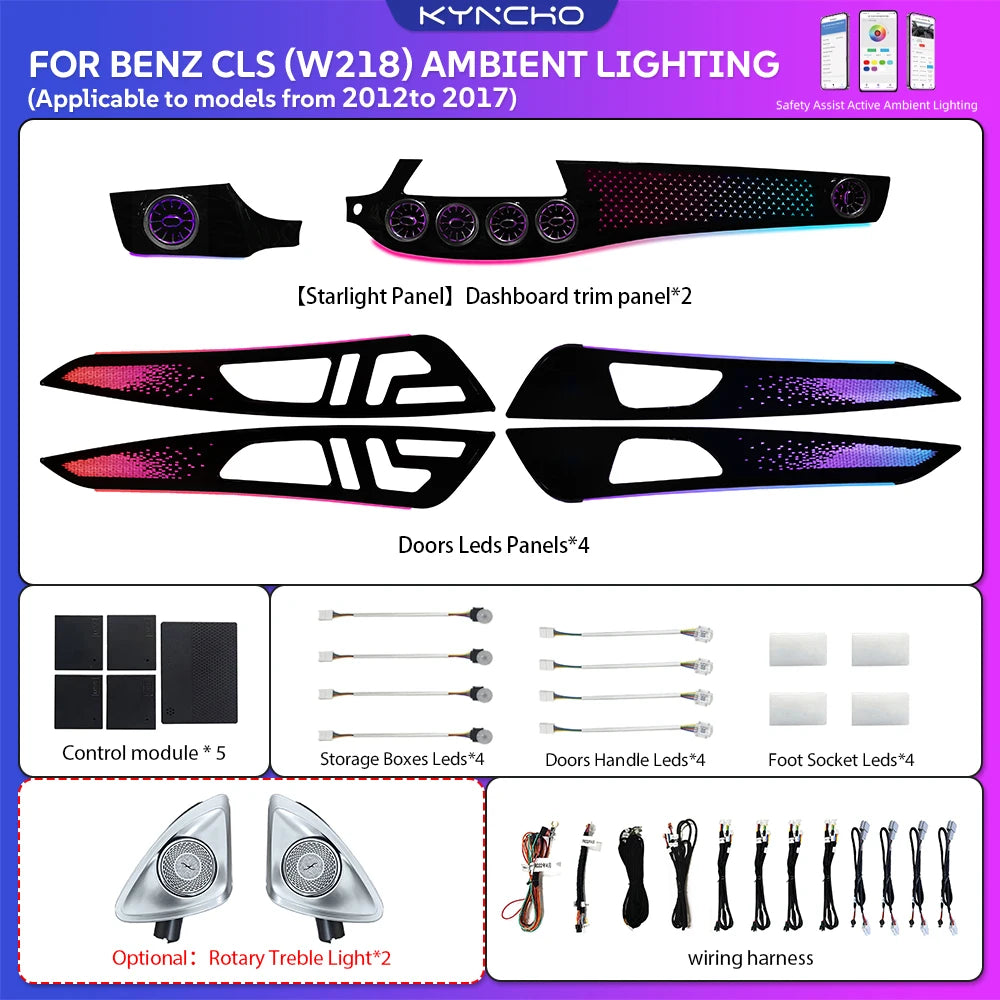 【CHIMU HOME】 for W218 CLS 2012-2017 Professional 1:1 Replacement Interior Ambient Lighting Kit Symphony LED App Control