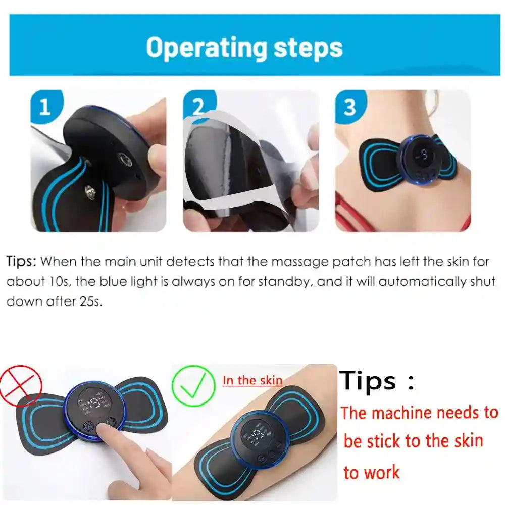 EMS Neck Massager - Portable Electric Pulse Pain Relief Patch Relaxation Treatment Tidesmit