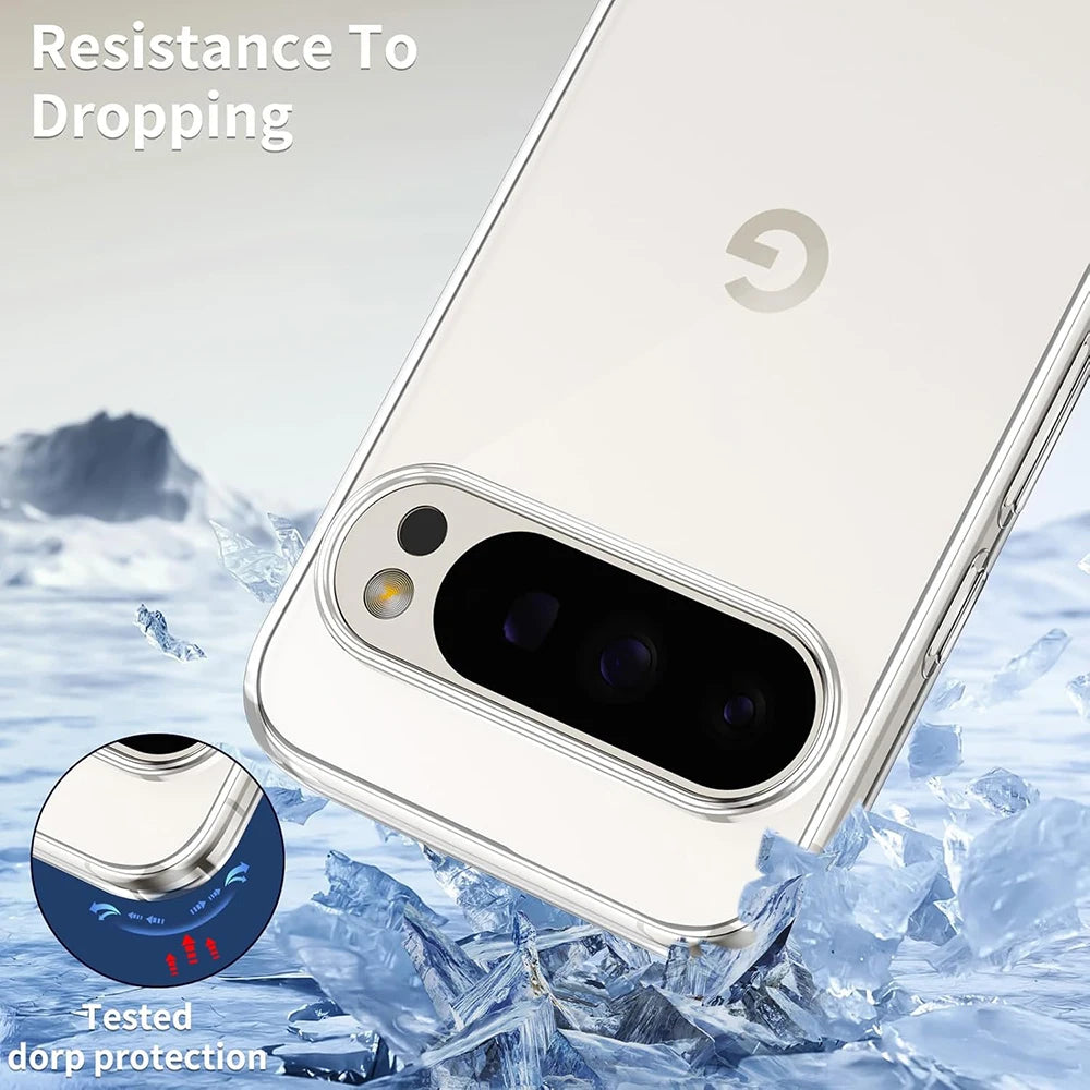 Google Pixel 9 Pro XL Shockproof Slim Silicone Case - Transparent Tidesmit