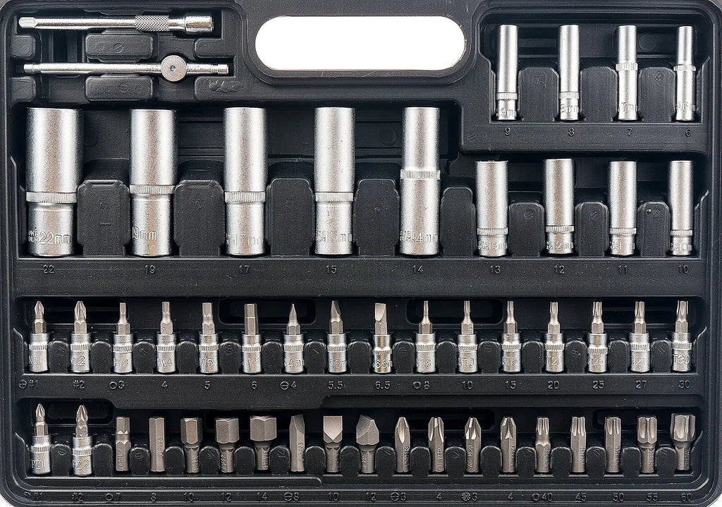 108-Piece Socket Spanner Set Cr-V Ratchet Wrench Set Ratchet Box with 1/4 &1/2 Inch 72 Teeth Reversible Ratchet Hexagonal Socket