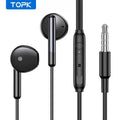 Wired Earphones With Microphone - 3.5mm In-Ear Noise Isolating Headset Black F22 Tidesmit