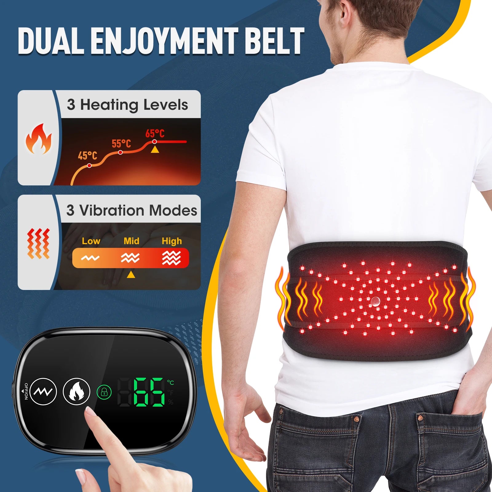 Lumbar Decompression Belt with Red Light Therapy and Vibration Support Fascia Gun Tidesmit