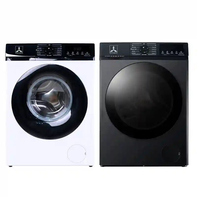 Tidesmit 12KG automatic washer dryer combo showing stackable design and inverter motor control panel for hotels