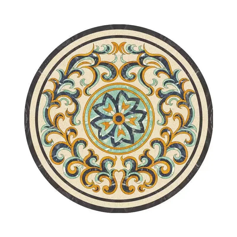 Round ceiling light decal sticker, gold and teal circular ornamental mosaic