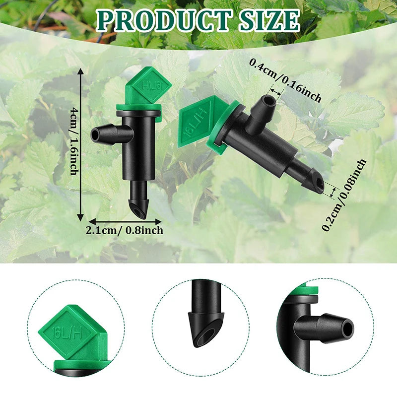 60PCS 4GPH Flag Drip Emitter Drip Emitters 16L/H Emitter Sprinkler Drippers System Connect 4mm/7mm Hose for Lawn Vegetables Gard