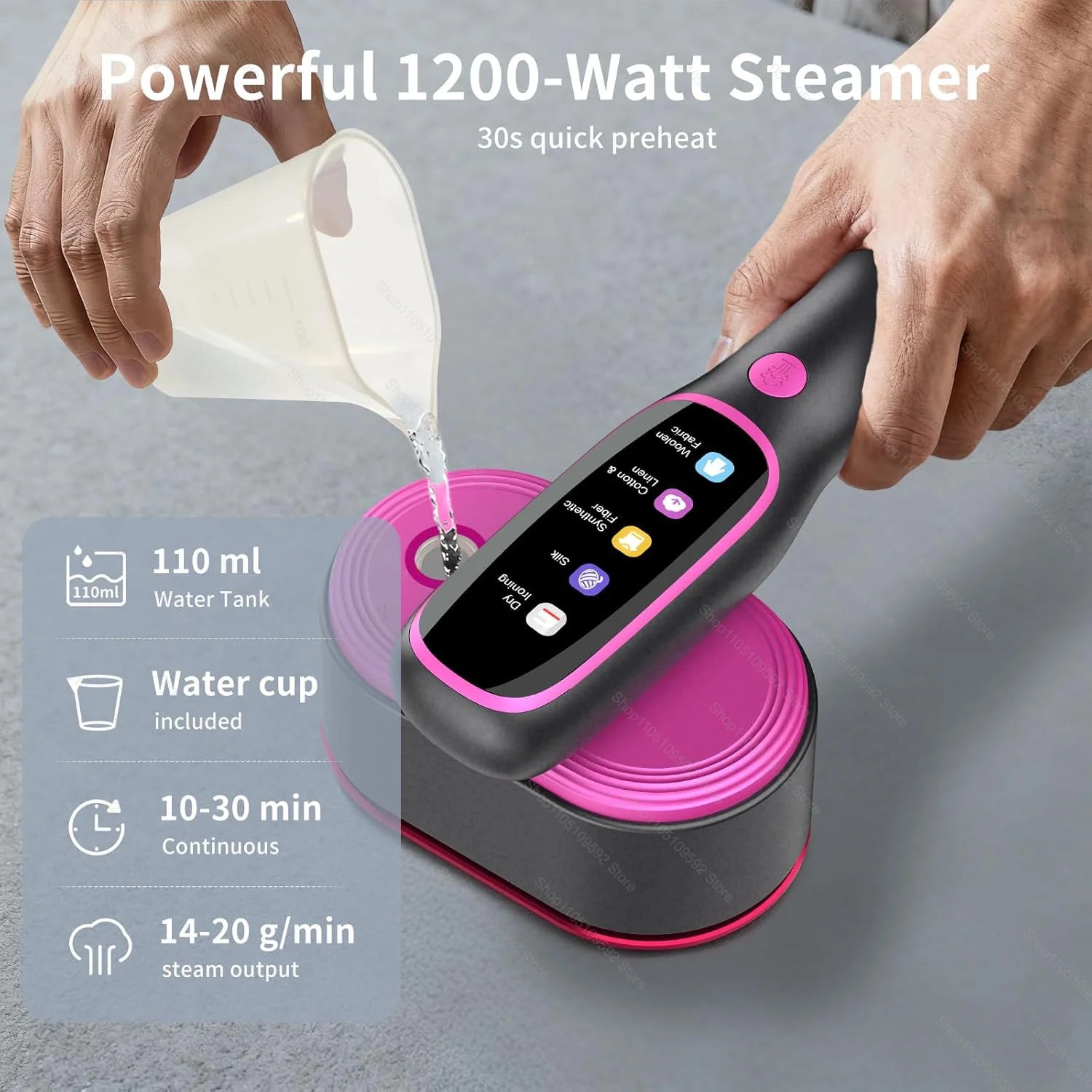 Tidesmit portable mini garment steamer for dry and wet ironing showing compact handheld design for travel use