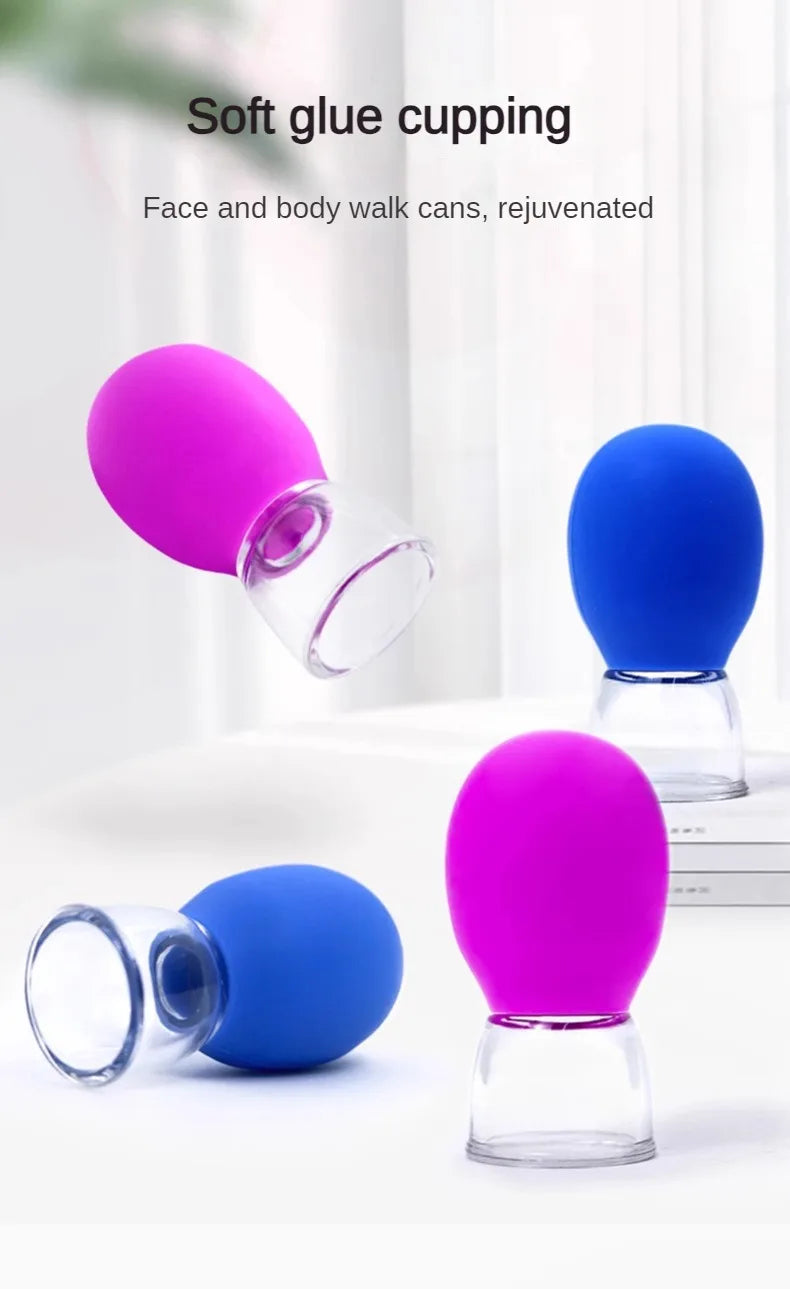 Silicone Cupping Massage Set for Face and Body - Purple and Blue Back Massage Instrument Tidesmit