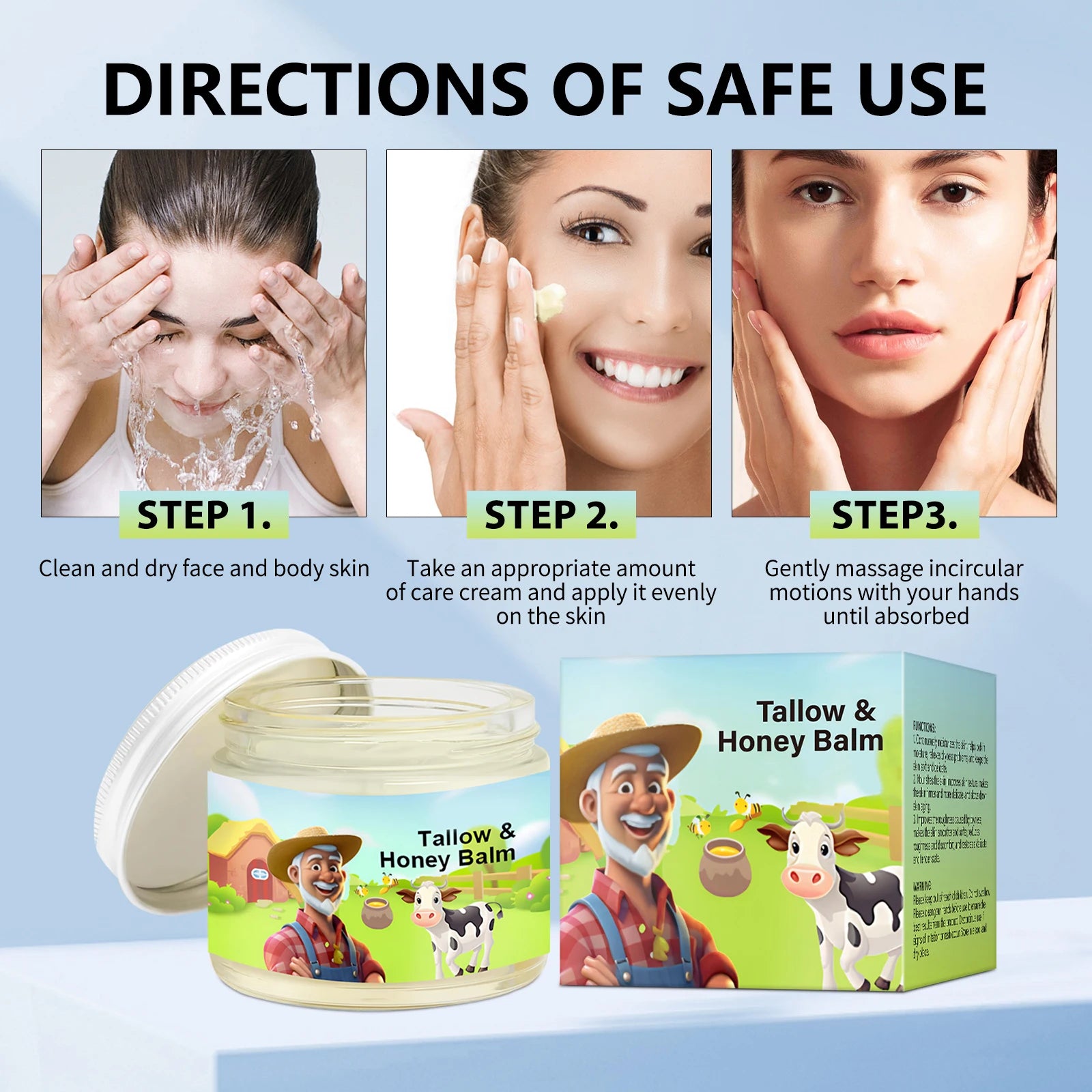 Tallow & Honey Balm 60g, Face and Body Moisturizer, Natural Skin Nourishing Cream to Improve Texture for Soft Firm Skin
