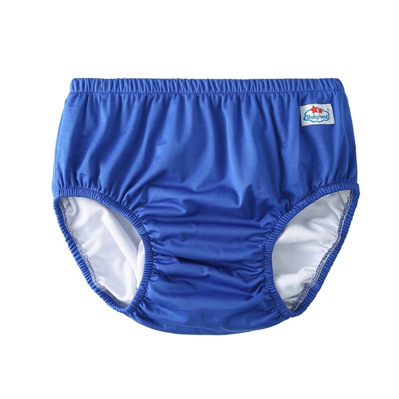Babyland blue waterproof baby diaper cover, breathable fabric, ideal baby care for cloth diapering.