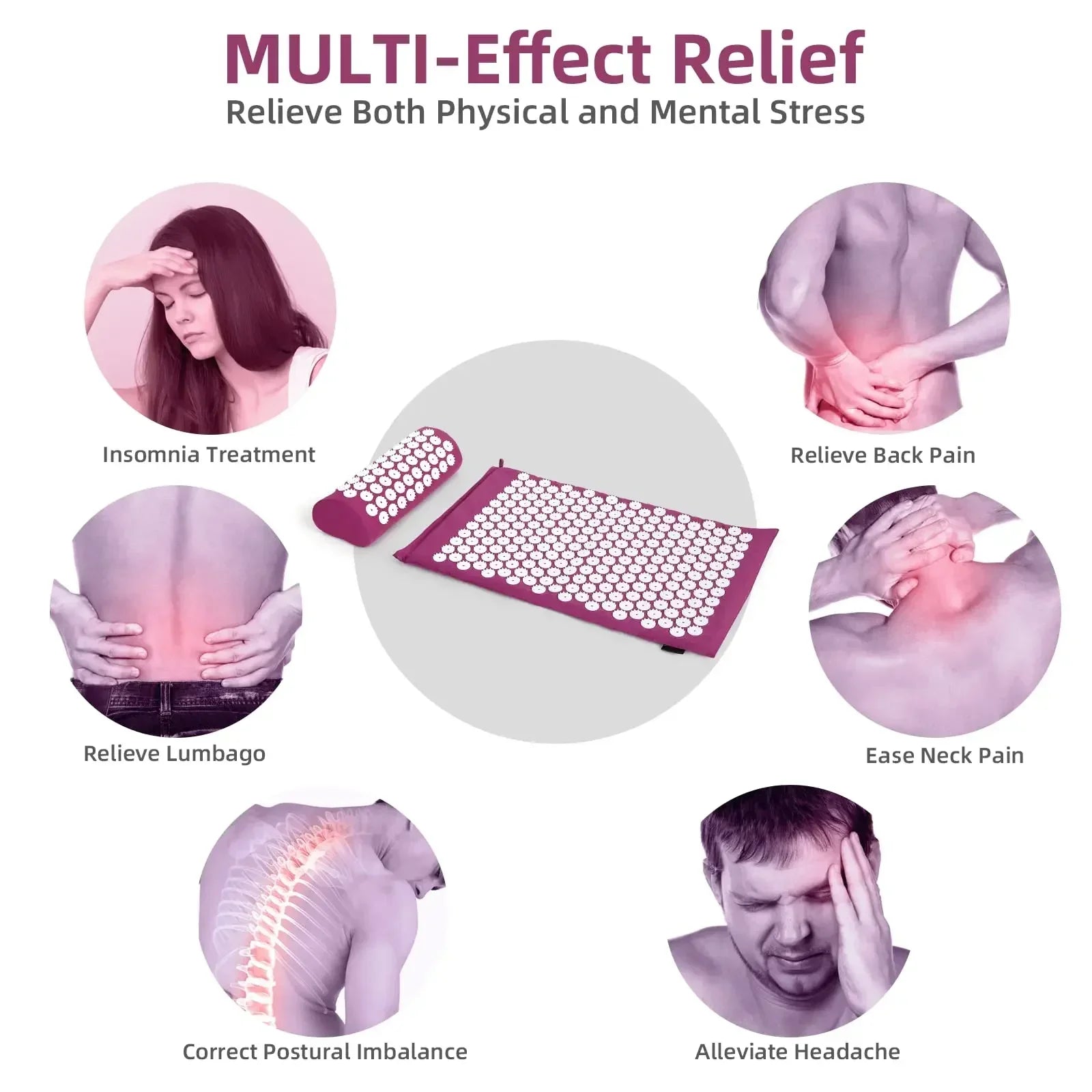 1PC/SET Massager Cushion Acupressure Mat Pillow Relieve Stress Back Pain Massage for Acupuncture Yoga Muscle Relaxation