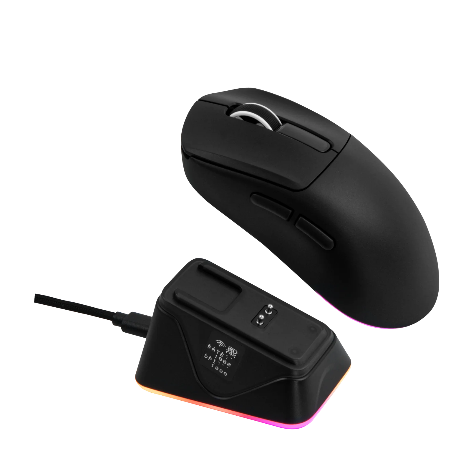 EPOMAKER NEX Lite Wireless Gaming Mouse Wired/Bluetooth/2.4Ghz Ergonomic PAW3311 Sensor Mouse with Dual-Screen for PC/Mac/Linux