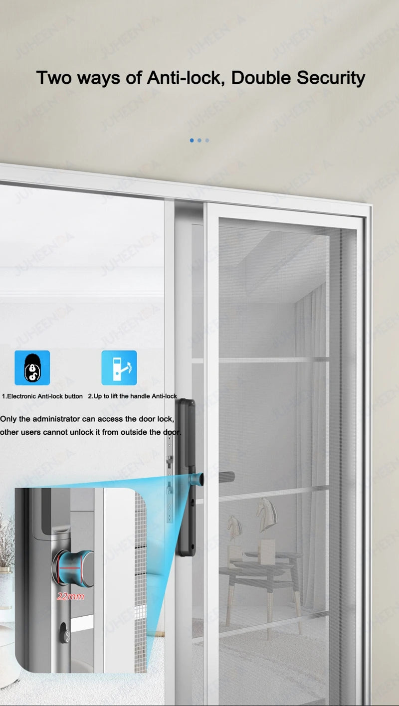 TTLock App Smart Aluminum Door Lock Waterproof Fingerprint Digital Password RFID Keyless Electronic Sliding Glass Door Lock