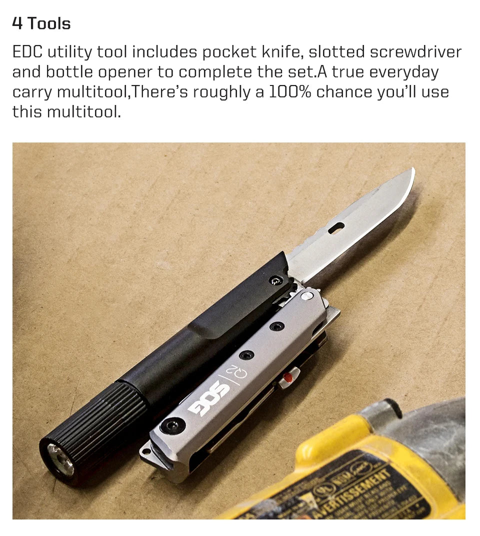 SOG BATON Q2 4 in 1 Multi-Tool Pen Small Folding Tools EDC Portable LED Flashlight Multifunctional Outdoor Survival Multitools