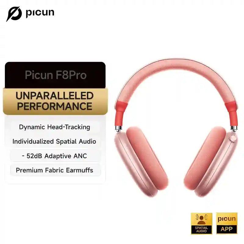 Wireless Headphones with 52dB Active Noise Cancelling & Spatial Audio Pink Tidesmit