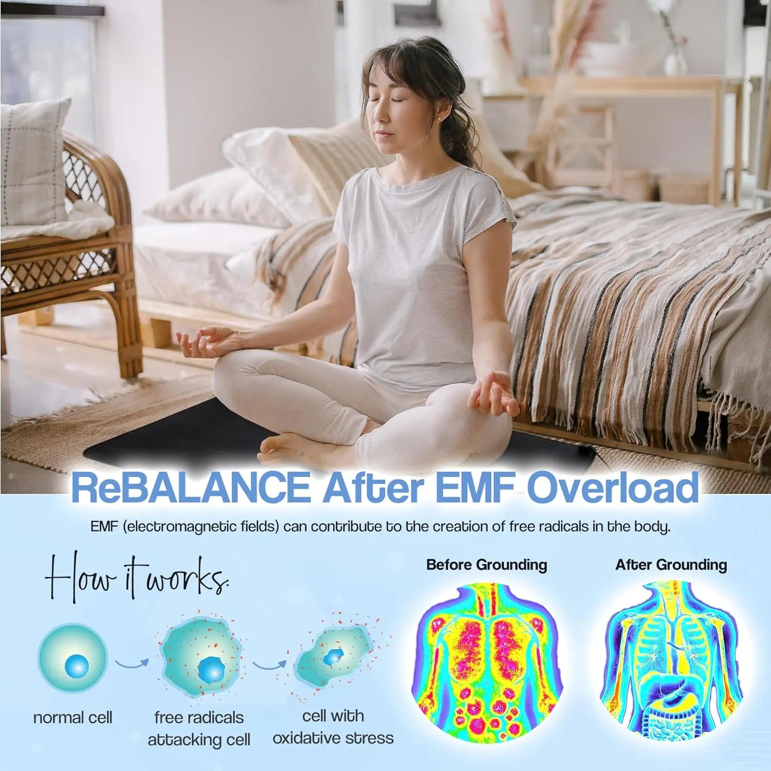 Grounding Mat for Feet 60x40cm - Circulation Wellness Tool Relaxation Treatment Tidesmit