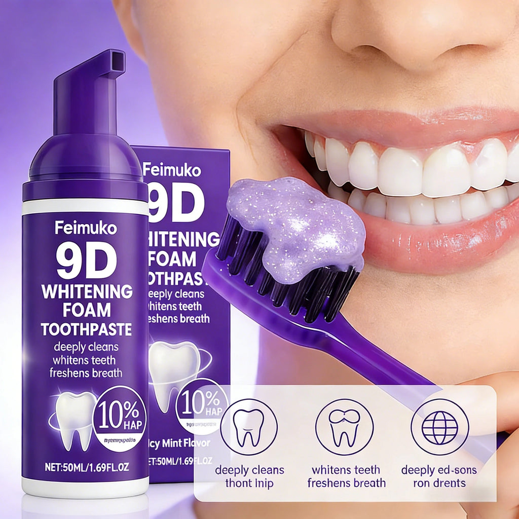 Tidesmit 9D Purple Tooth Mousse Whitening Foam Toothpaste with 10% Hydroxyapatite for Stain Removal