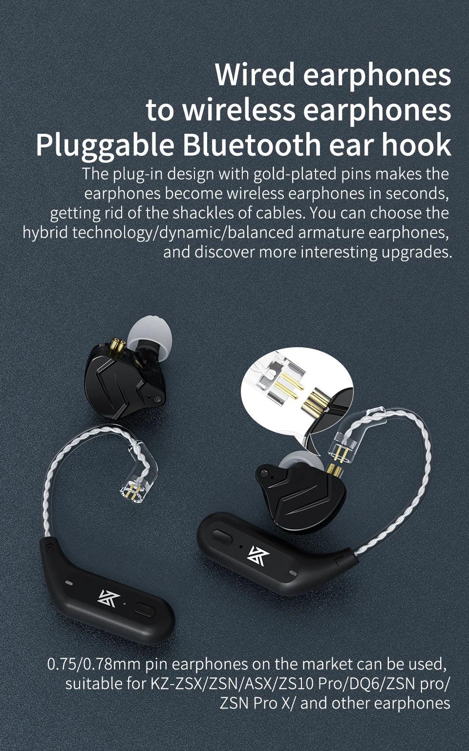 Bluetooth 5.2 Wireless Ear Hooks for KZ Monitors - Tidesmit Tidesmit