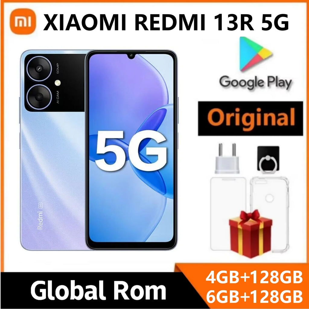 Original Redmi 13R 5G 4GB/6GB 128GB Smartphone 5000mAh Dimensity 6100+ 6.74" ultra-large Display 50MP+5MP AI Camera 18W Battery