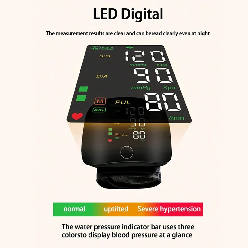 Rechargeable Digital Wrist Blood Pressure Monitor Sphygmomanometer Tonometer Tensiometer blood pressure Heart Rate Monitor