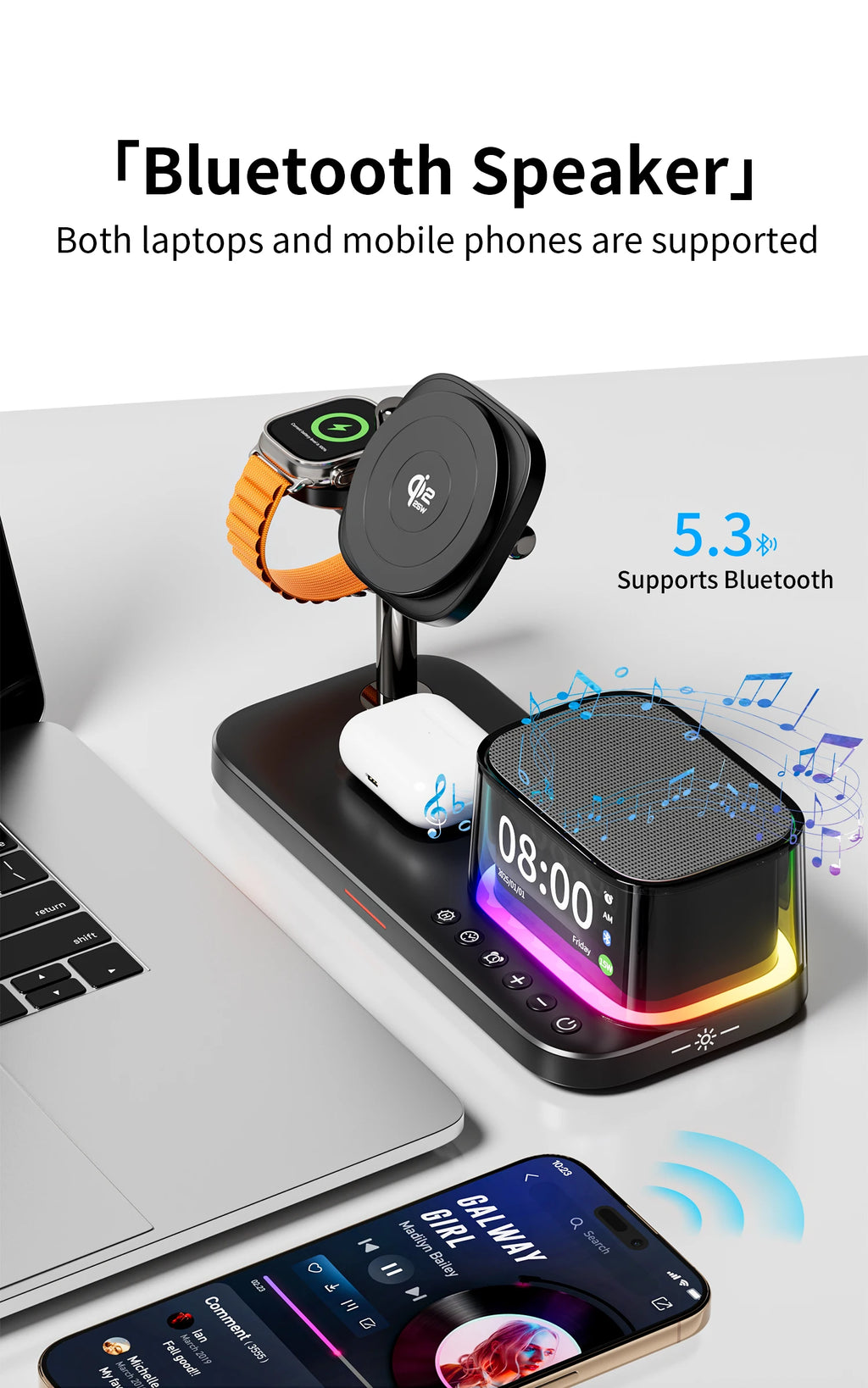5-in-1 Wireless Charger Stand - MagSafe Compatible Qi Certified Station Tidesmit
