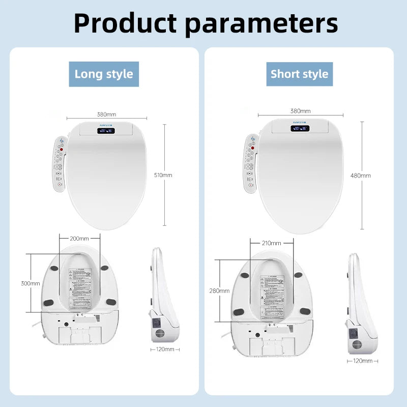Smart Toilet Seat Cover - Water&Energy Saving, Instant Heating, Self-Cleaning, LED Night Light-Efficient Hygienic Bathroom Lid