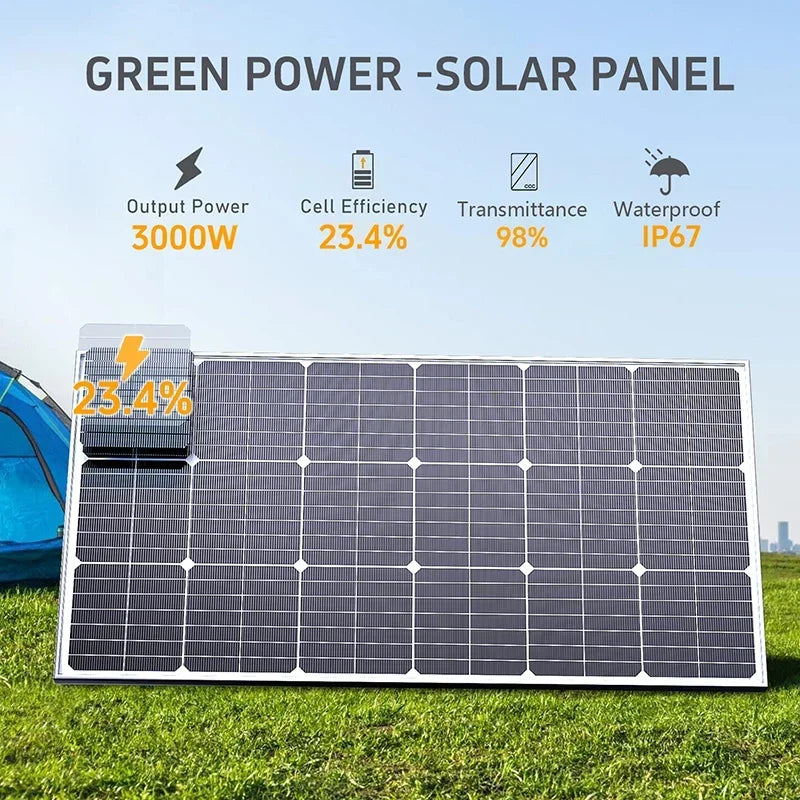 6000W/3000W High-Power Solar Panel Kit, Suitable for Outdoor Activities and Homes Camping and RV Off Grid Living