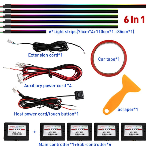 Car Interior LED Ambient Lights 22-in-1 RGB Symphony Kit - Tidesmit Symphony 6 in 1 China Mainland Tidesmit