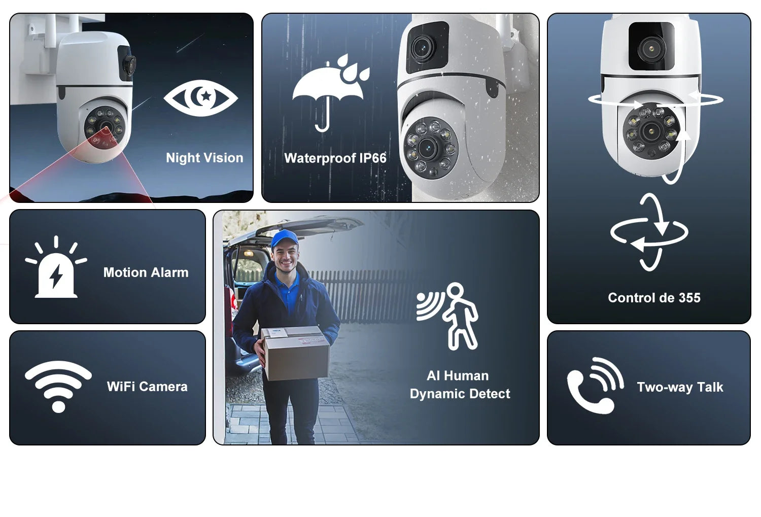 8MP WIFI Surveillance Camera Dual Lens Dual Screen 5MP IP Cameras Wireless Auto Tracking Color Night Vision 10X Zoom HD Camera