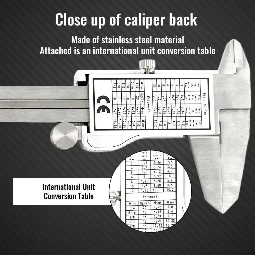 6 Inch 150mm Digital Vernier Caliper Stainless Steel Micrometer Measuring Tool Depth Ruler