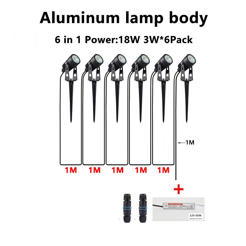 24V Low Voltage LED Garden Spot Lights 6-14Pack IP65 Waterproof + Transformer Outdoor Yard Patio Pathway Decorative Lighting